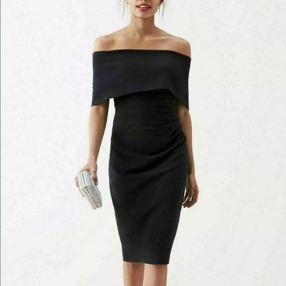 NWOT VINCE CAMUTO Popover Off Shoulder ruched Knee length dress size 8 - Picture 2 of 8